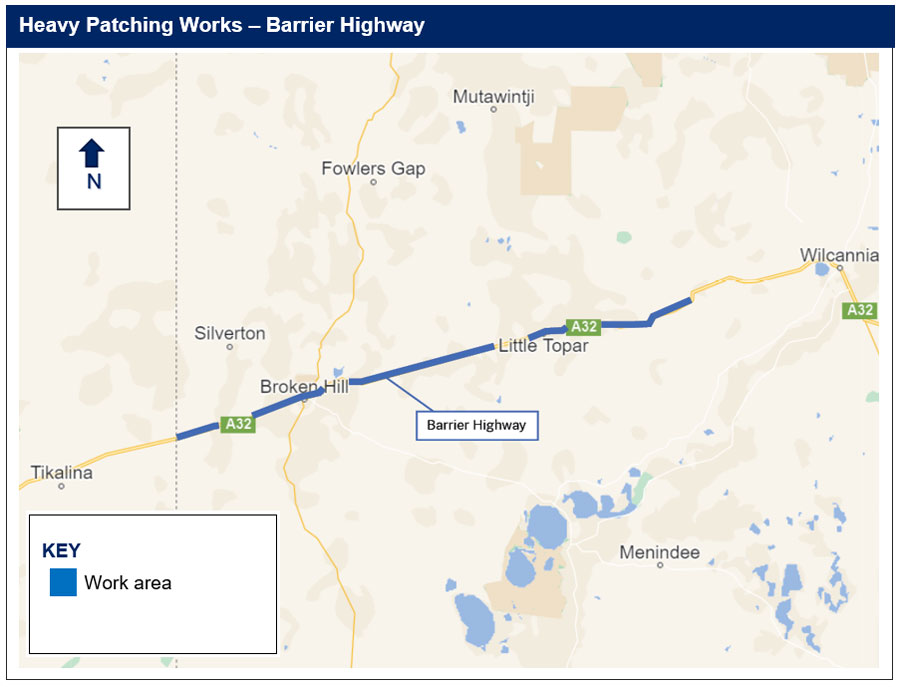 Barrier Highway - Heavy patching works