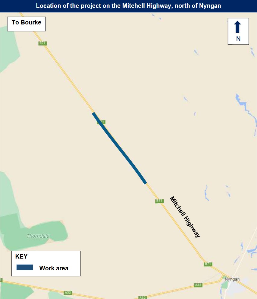 Location of the project on the Mitchell Highway, north of Nyngan