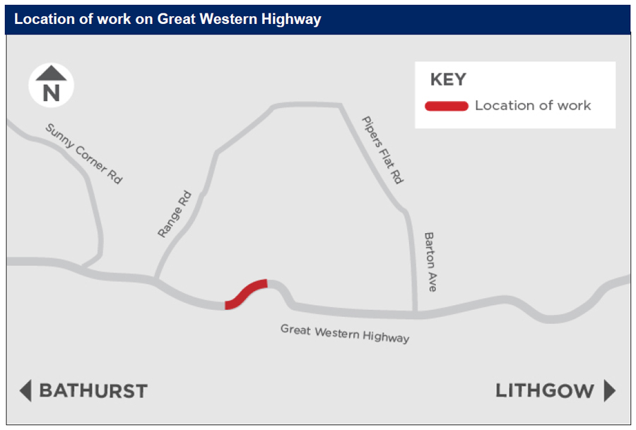 Location of work on Great Western Highway