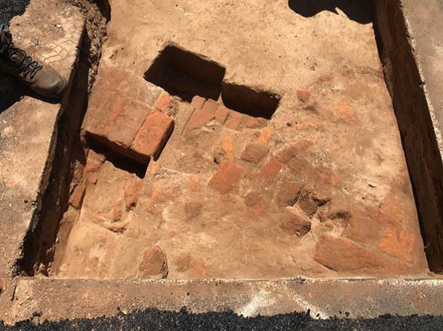 Sandstock brick footings, located in an excavation on George Street
