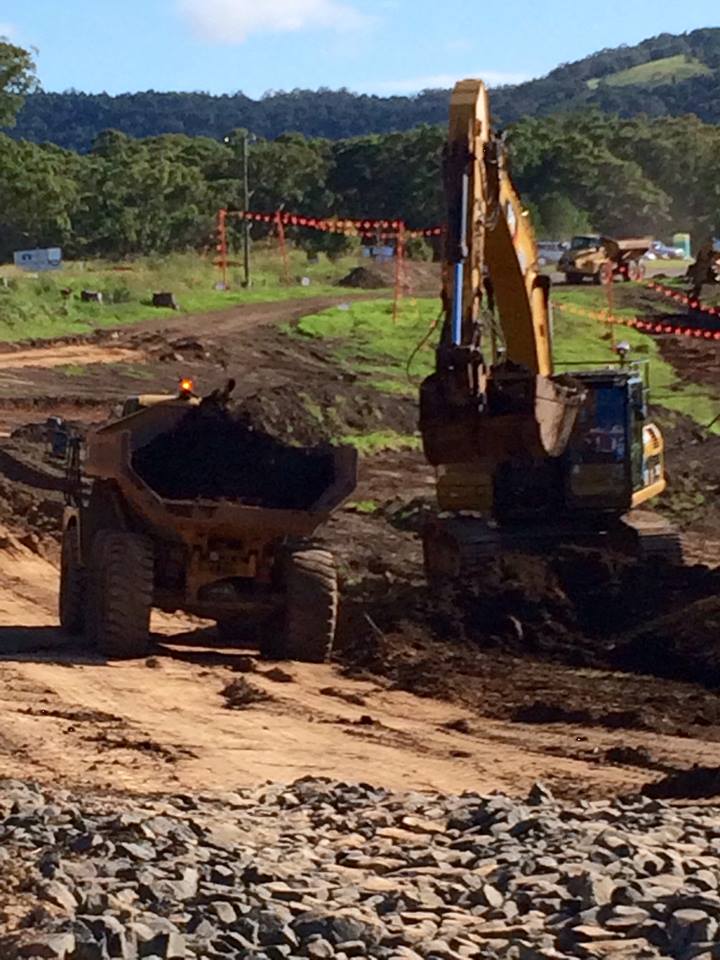 Work progressing to build the side track next to the Princes Highway near Tindalls Lane - February 2