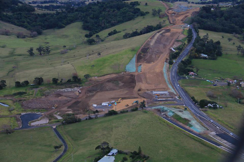 Aerial view of the cutting at Toolijooa Ridge near Toolijooa Road looking south - August 2015