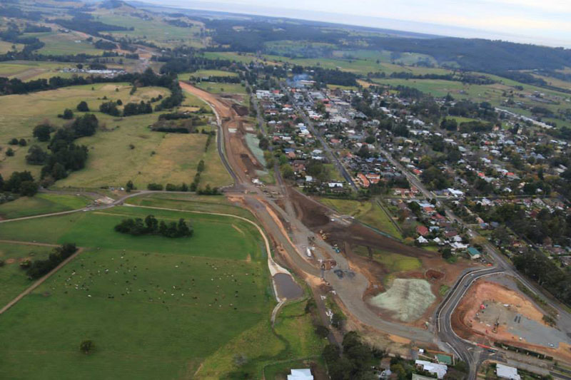 Aerial view of the new road under construction near North Street, looking north east - August 2015