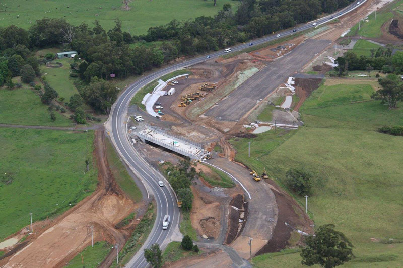 Looking south at the new Tindalls Lane interchange being built - October 2015
