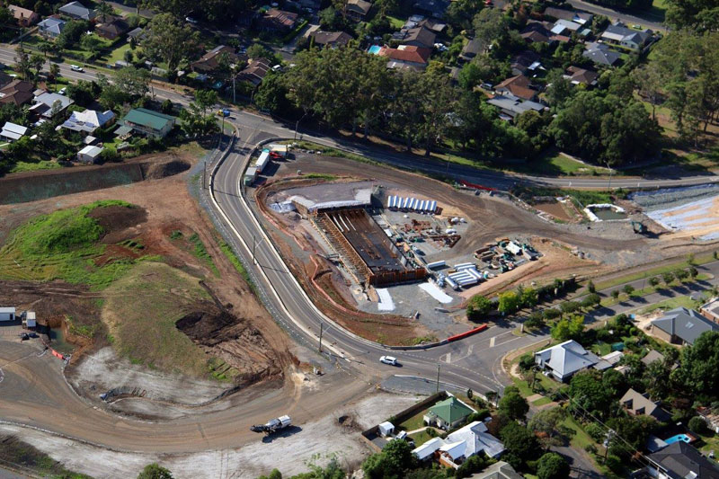 Looking south east across the new Kangaroo Valley Road bridge site - December 2015