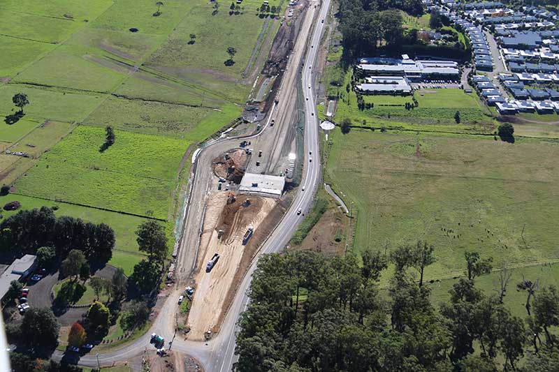 Looking north east at the underpass at Schofields Lane being built - May 2016
