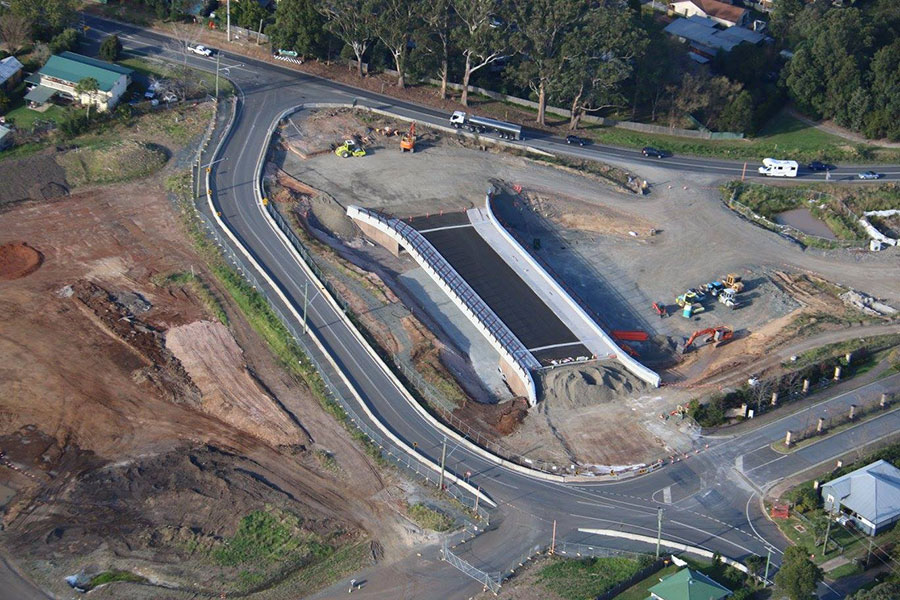 Bridge at Kangaroo Valley Road under construction, looking south east - June 2016