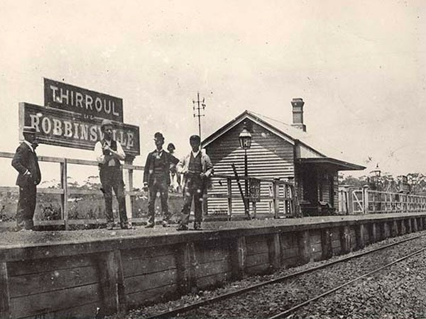 Thirroul Station: (Robbinsvale) in 1891 showing earliest arrangement of Platform 2/3 waiting shed