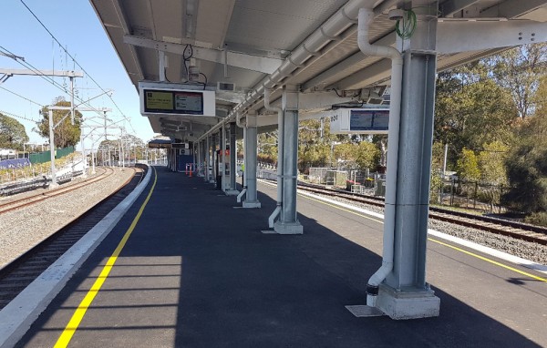 Recent platform resurfacing at Narwee Station