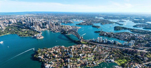 Drone footage of Sydney Harbour