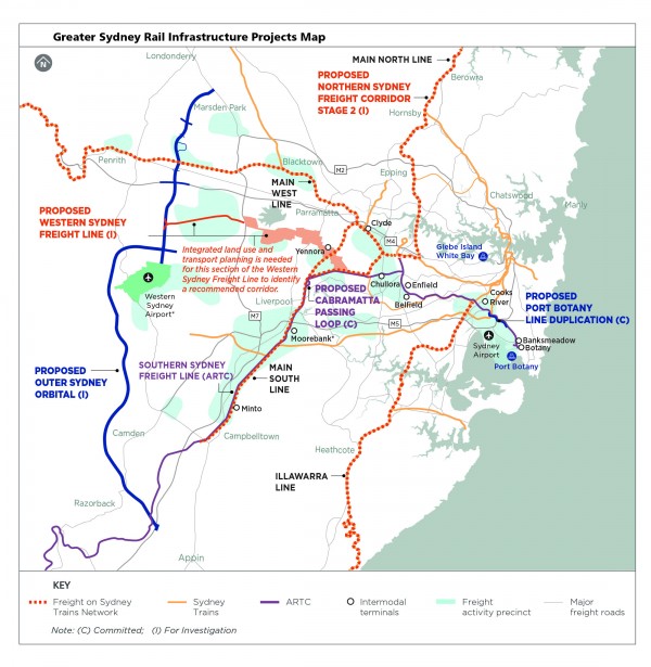 Greater Sydney Rail Infrastructure Projects Map