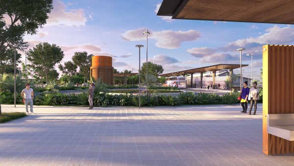 Artist Impression of the Byron Bay Interchange, consisting of bus and coach bays as well as taxi ranks