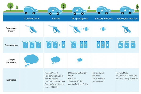 Different types of EVs table