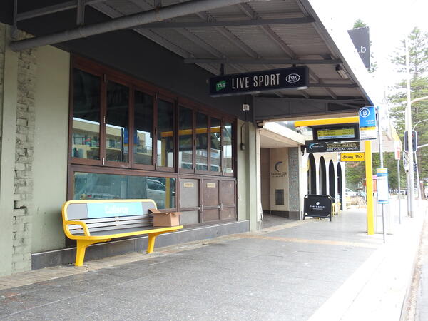 At Collaroy, B-Line Passenger Information Displays and seating at bus stops.