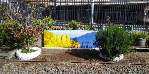Restoration of the Three Sisters mural at Katoomba Station, May 2020