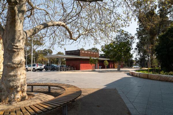 An upgraded pedestrian plaza, toilet amenities and bicycle storage have been constructed at Narrabeen