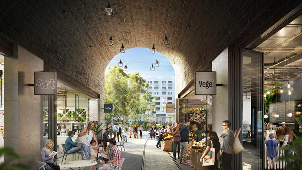 Retail arcade leading into new open space (Illustrative concept only)