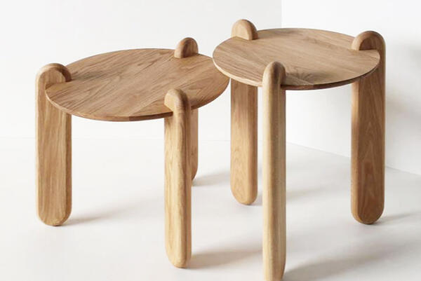 Two wooden side tables