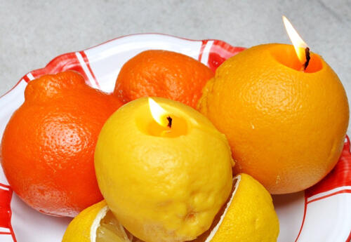 candles that look like oranges and lemons