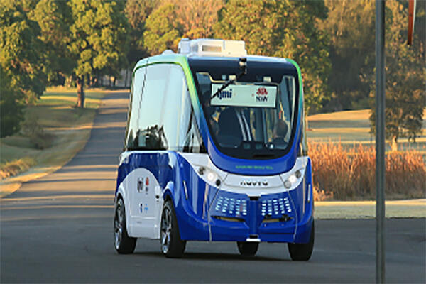 Automated shuttle travelling through Sydney Olympic Park