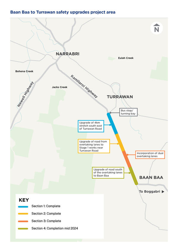 Kamilaroi Hwy Safety Upgrade Baan Baa To Turrawan Map