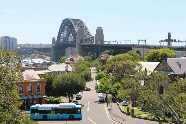 Transport for NSW Zero Emission Bus travelling through Sydney