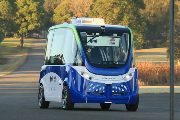 Smart shuttle travelling through Sydney Olympic Park