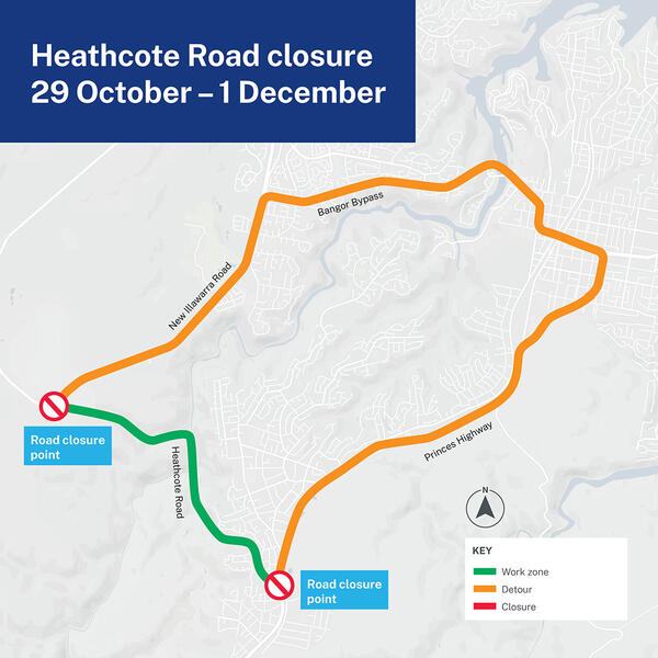 Heathcote Road closure map