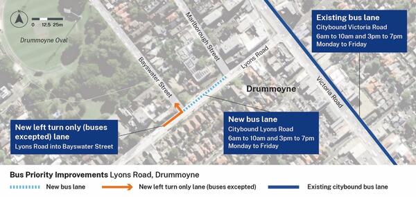 Victoria Road - Lyons Road citybound bus priority improvements - map
