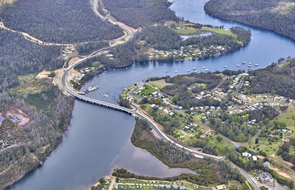 Nelligen Bridge Replacement - Aerial view of the new Nelligen Bridge