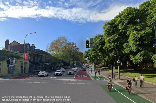 Oxford Street East Cycleway – Artist's Impression