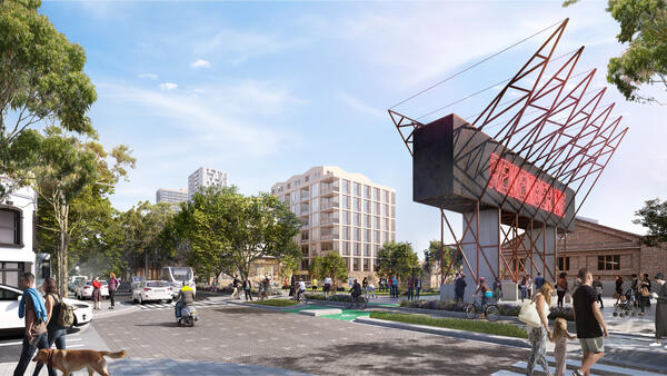 View from Wilson Street into Precinct (Illustrative concept only)