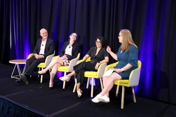 Panel: How can we unlock the value of data in smart places? L-R: Wayne Patterson, Department of Customer Service; Simone Roberts, Transport for NSW; Vy Nguyen, Property and Development NSW; and Emily Rucker, Transport for NSW
