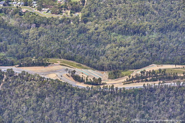 South Batemans Bay Link Road - Aerial image through the project area, eastbound (February 2023).