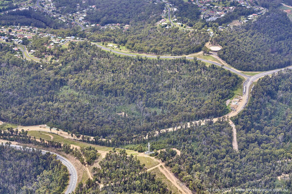 South Batemans Bay Link Road - Aerial image through the project area, northbound (February 2023).