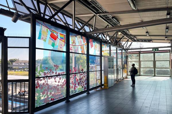 View of artwork Welcome Home to Beamish Street by Raquel Ormella, Campsie Station. 