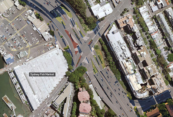 Pyrmont Bridge Rd and Bank St intersection modifications before