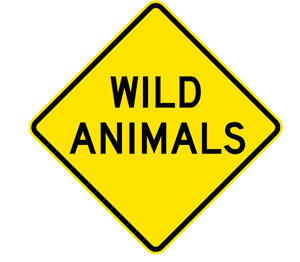 Wild Animals road sign