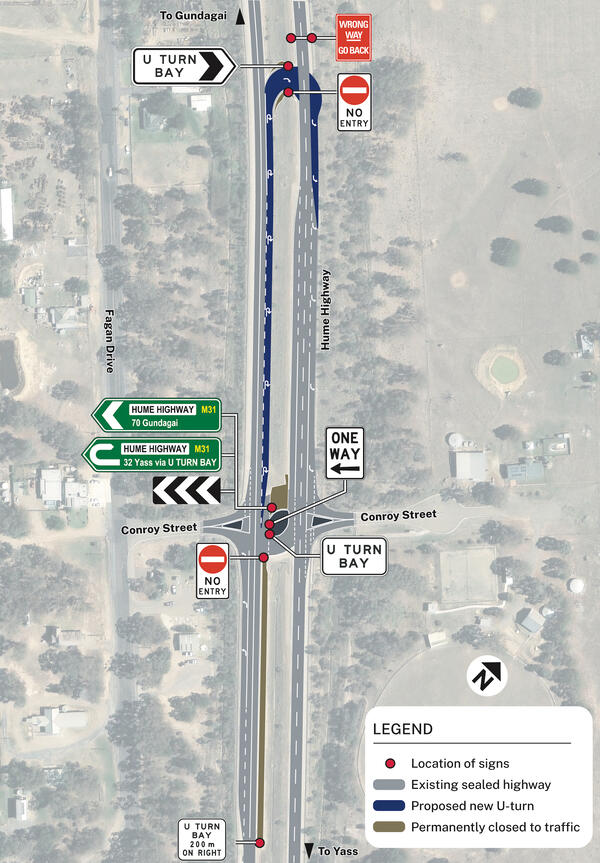 Hume Hwy Conroy St Proposed Safety Improvements Map 