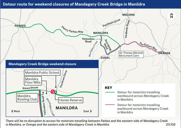 Weekend closures detour map