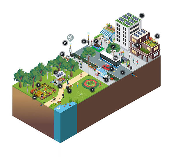 illustration depicting the concept of Net zero in your neighbourhood