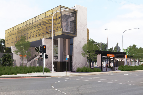 Artist’s impression of the proposed Tuggerah Station Upgrade from the west, subject to detailed design.