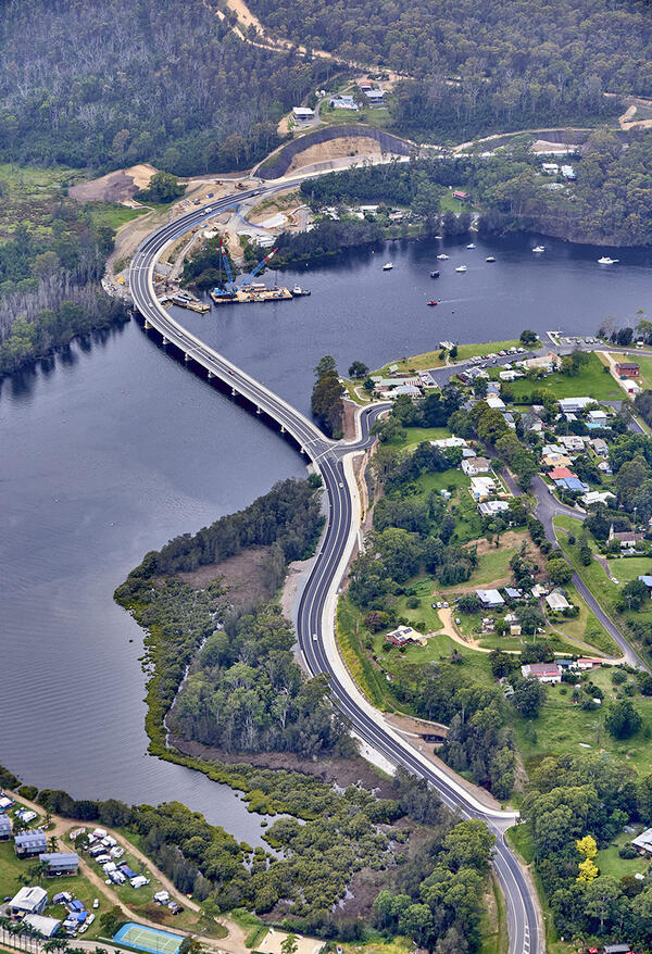 Aerial view of Kings Highway and Nelligen Bridge - January 2024