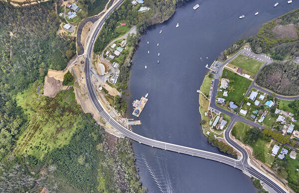 Birdseye view of the Nelligen Bridge - January 2024