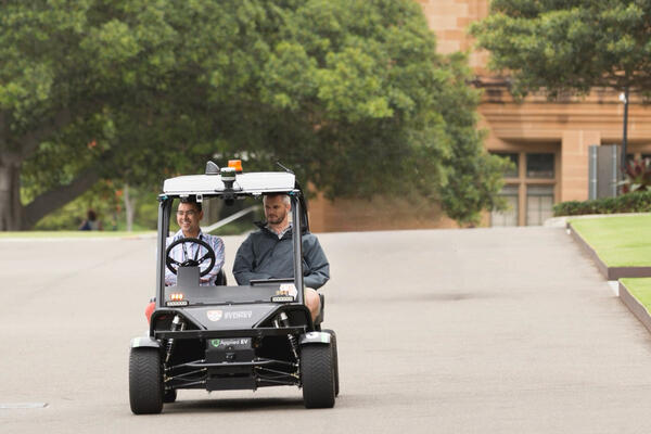 Transport for NSW Chip, the connected and automated vehicle taking passengers through the University of Sydney.