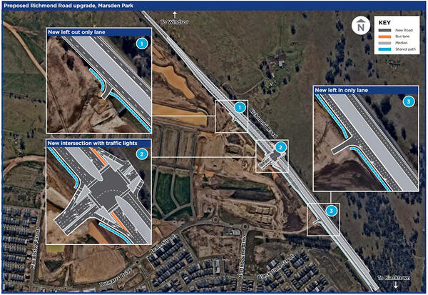 Richmond Road and Elara Boulevard map