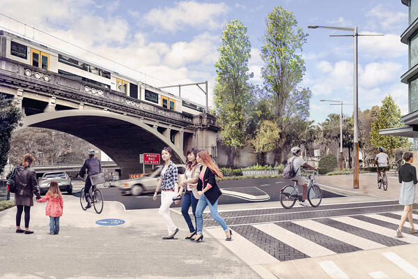 Transport for NSW Sydney Harbour Bridge Cycleway Ramp - Upgraded Lavender Street crossing and roundabout.