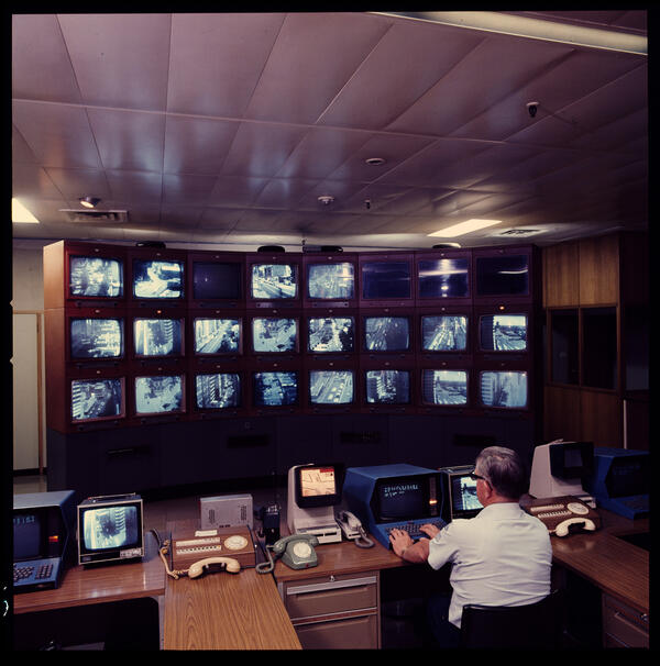 Traffic Control Centre for the Department of Motor Transport in Surry Hills, November 1976