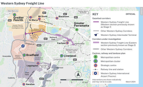 Western Sydney Freight Line map
