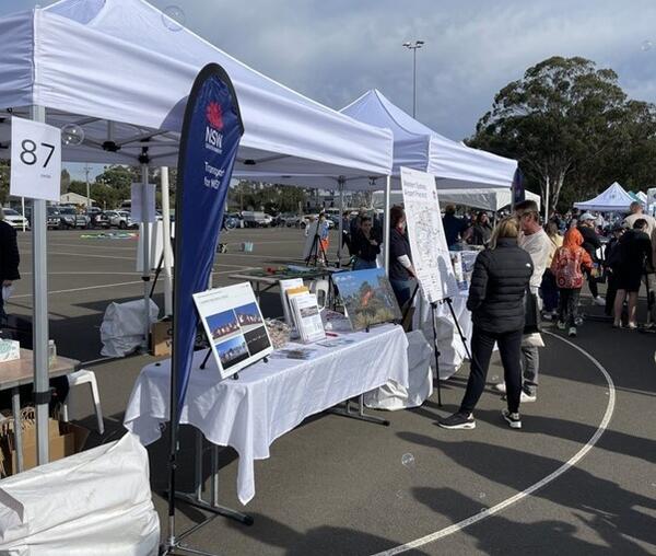 A day-time shot of the stalls set up at the NAIDOC Week event festivities.
